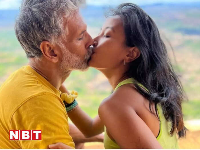 Milind Soman Kisses Wife Ankita