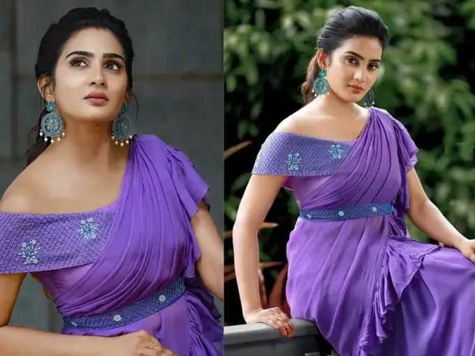 പർപ്പിൾ ഡിസൈനർ സാരിയിൽ തിളങ്ങി അതിഥി; ഇൻസ്റ്റാഗ്രാമിൽ തരംഗമായി ചിത്രങ്ങൾ!