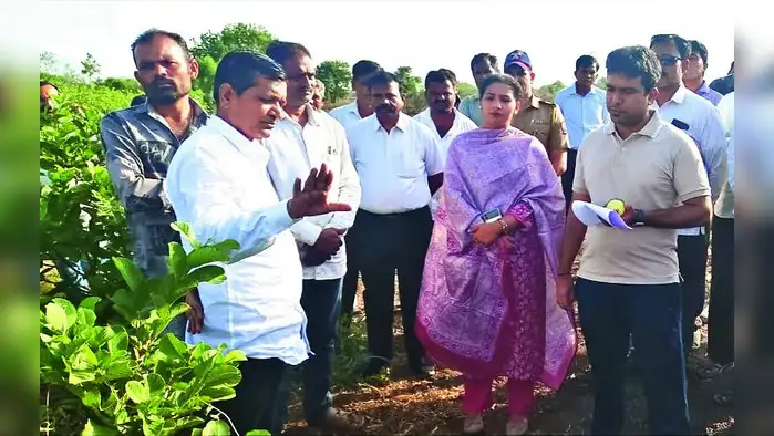 जिल्हाधिकाऱ्यांनी साधला शेतकऱ्याशी संवाद जिल्हाधिकाऱ्यांनी साधला शेतकऱ्याशी संवाद