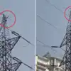 Noida Me High Voltage Tower Par Chadha Banda,नोएडा बिजली के