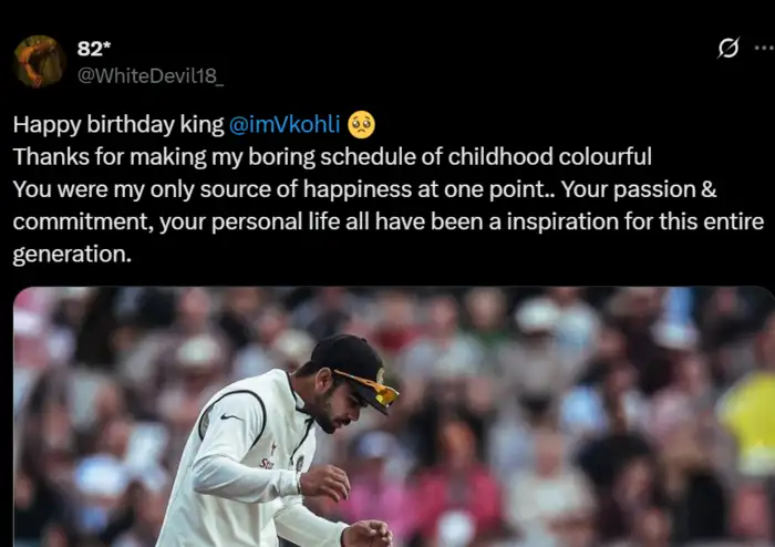 विराट कोहली को जन्मदिन पर उनके फैन की बधाई