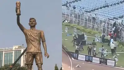 Lionel Messi India Tour: साल्ट लेक स्टेडियम में बवाल, भड़के फैंस ने बोतलें-कुर्सियां फेंकी मैदान में, मेसी को कड़ी सुरक्षा में निकाला गया - lionel messi forced ...