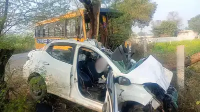 school bus car accident in Rewari school bus car accident in Rewari