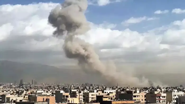 Smoke billows following the pre-emptive strike from