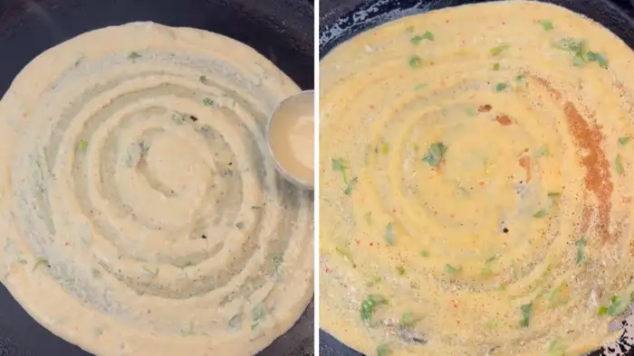 डोसा फैलाने और सेंकने का तरीका