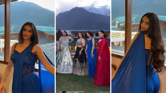 प्री-ड्रेप्ड साड़ी में दिखा खूबसूरत लुक