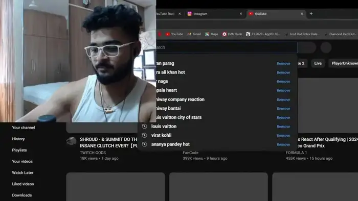 Riyan Parag YouTube search history leak