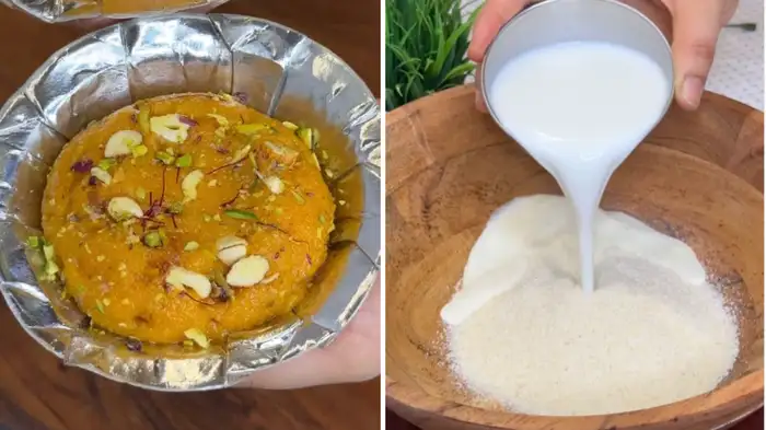 Makhandi or suji ka halwa with mango Flavour Makhandi or suji ka halwa with mango Flavour