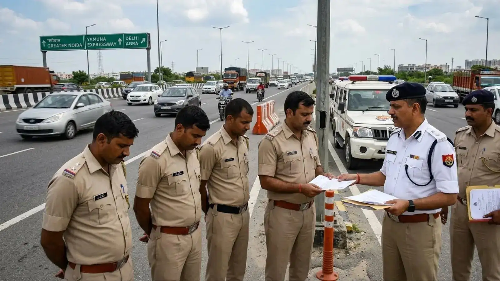 Greater Noida: हाईवे पर ट्रैफिक व्यवस्था में लापरवाही पड़ी भारी, दारोगा समेत चार पुलिसकर्मी निलंबित
