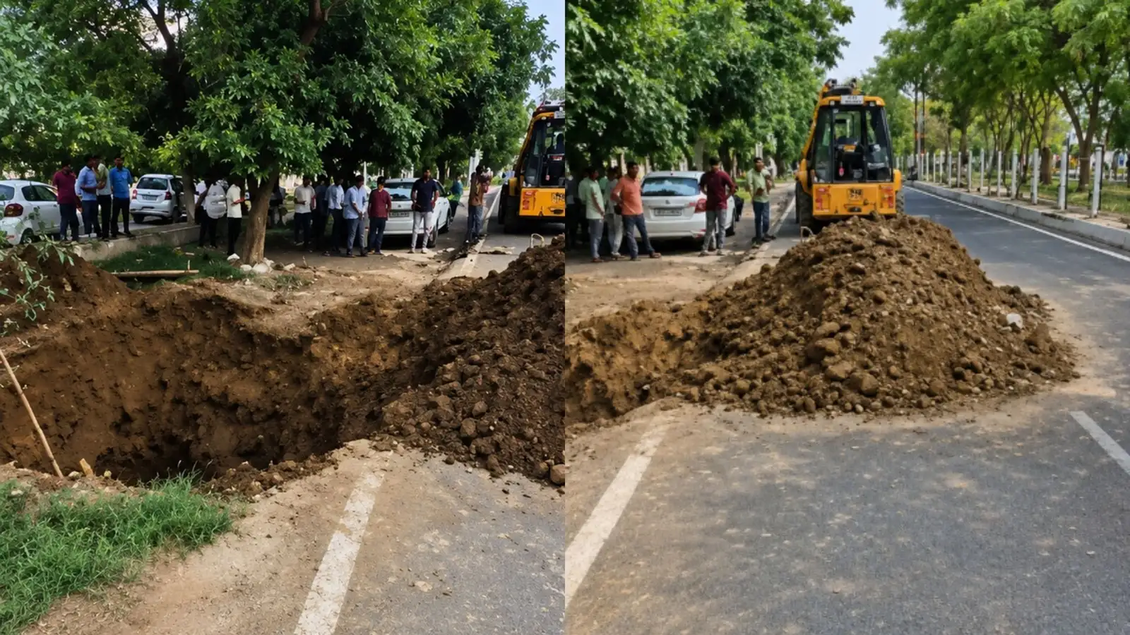Greater Noida: बिना बैरिकेडिंग लगाए अथॉरिटी ने खुला छोड़ दिया गड्डा, कार गिरने से ड्राइवर हुआ घायल