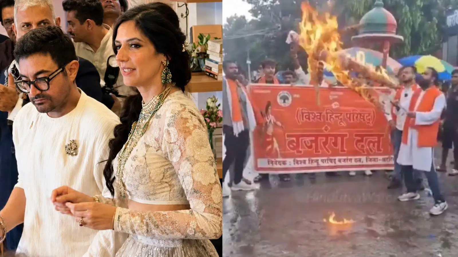 'आमिर खान हिंदू समाज को चैलेंज कर रहा', बजरंग दल ने फूंका एक्टर का पुतला, पूछा- मुस्लिम से प्यार नहीं होता
