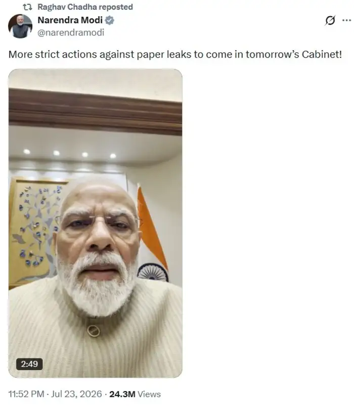 Rajya Sabha MP Raghav Chadha shares messages from PM Modi