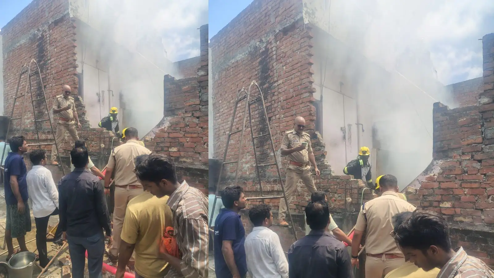 सिद्धार्थनगर के सर्राफा बाजार में लगी भीषण आग, दो गैस सिलेंडर फटे, आठ लोगों की जान बाल-बाल बची
