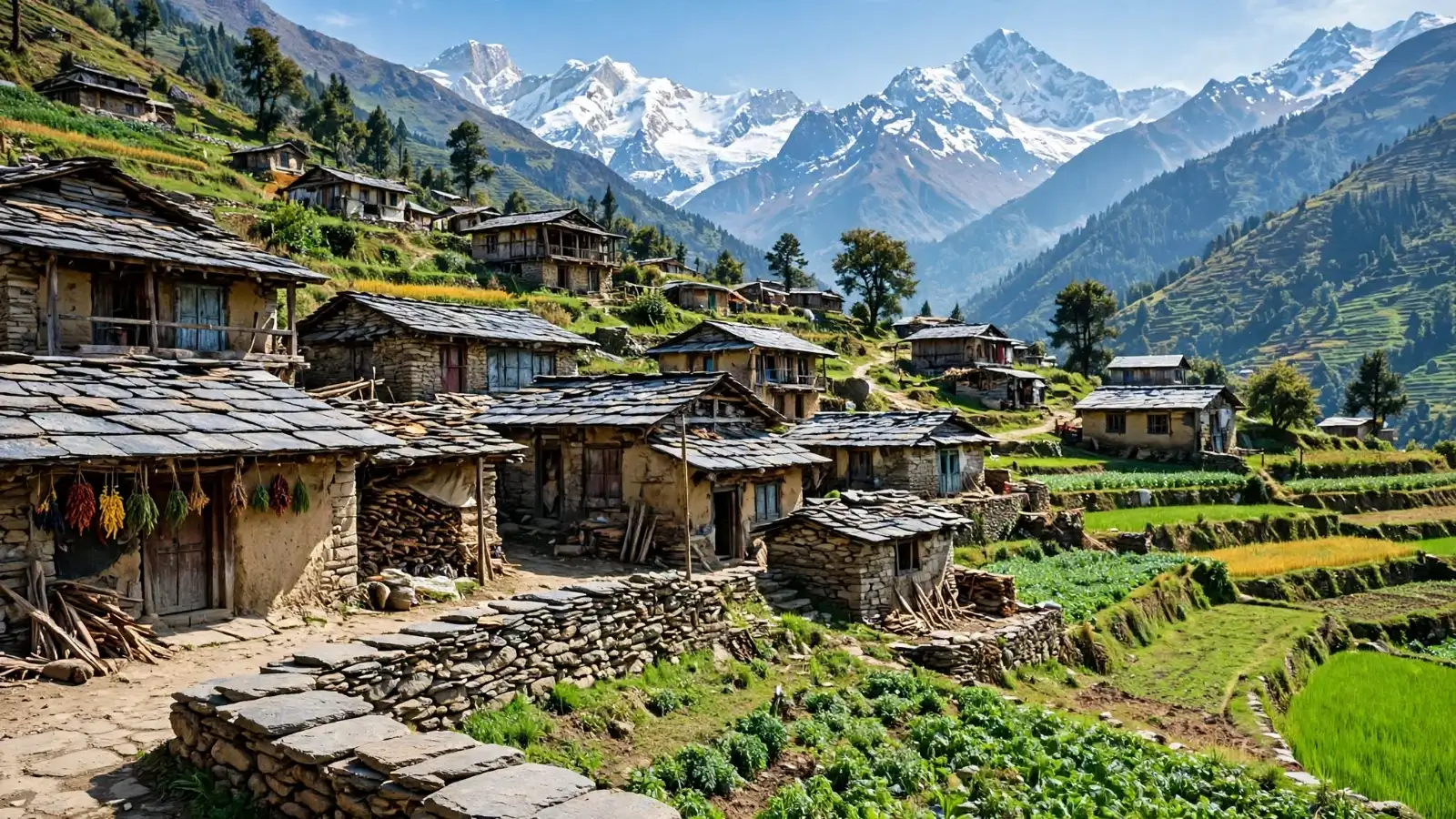 sloping roofs in mountain house