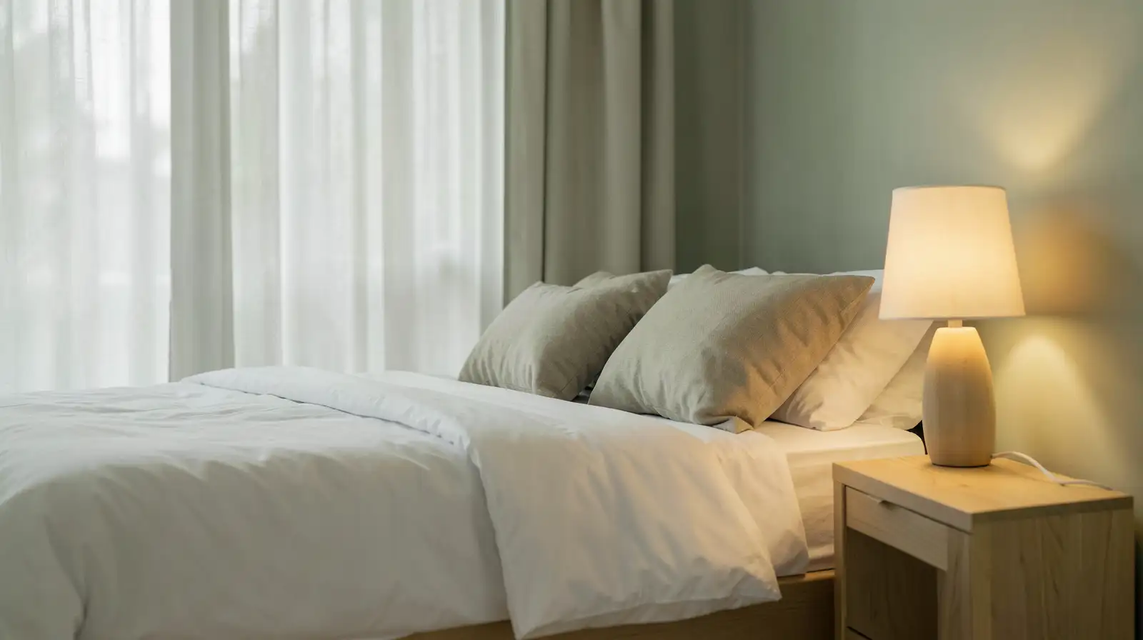 Serene Sage and Beige Bedroom