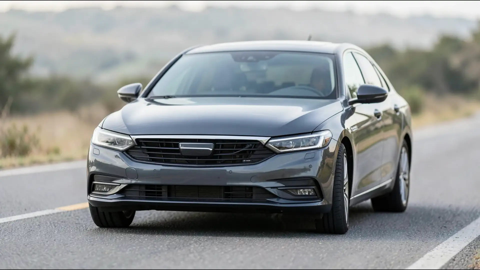 Modern Sedan on Road