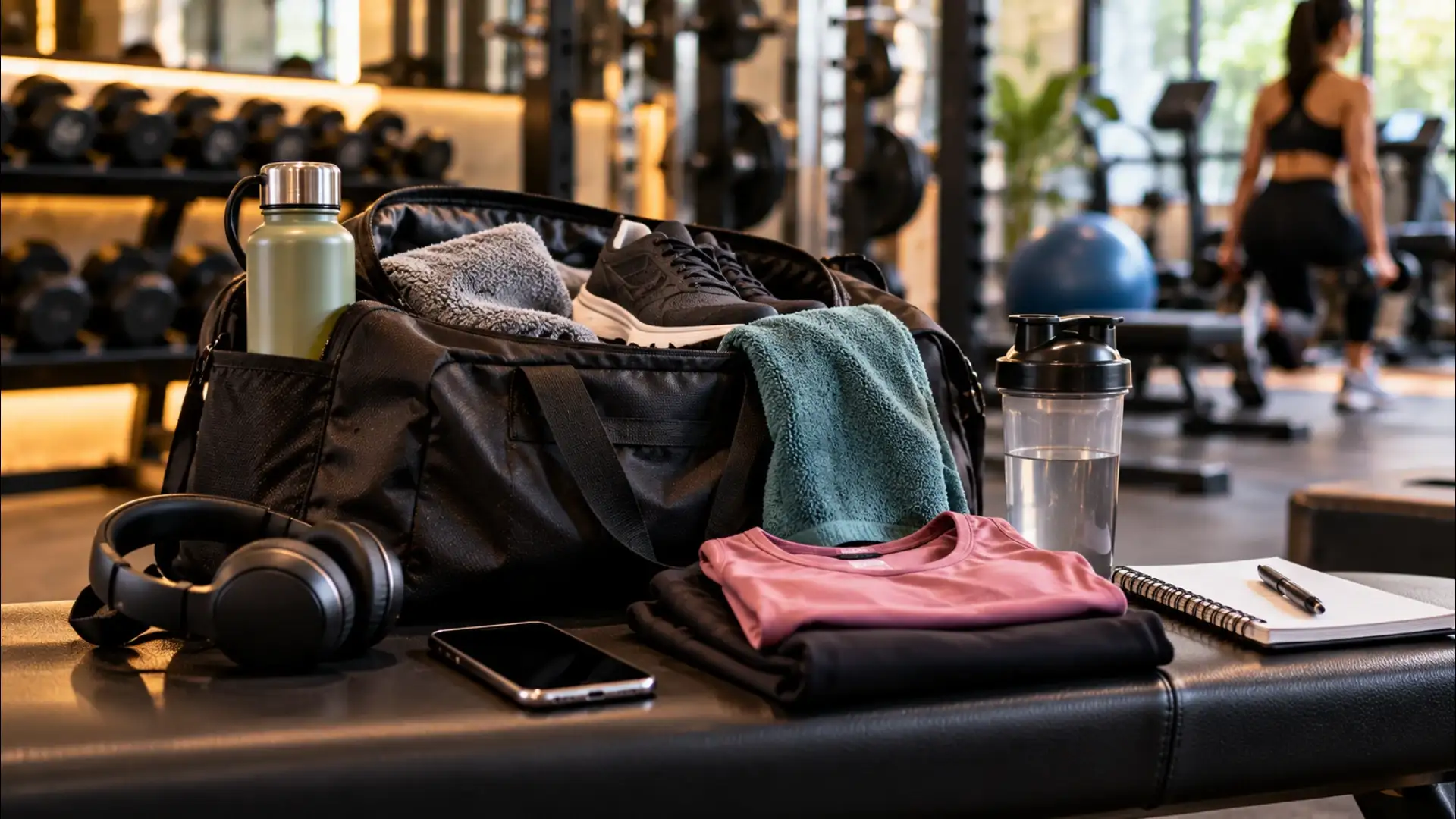 Gym Essentials on the Bench
