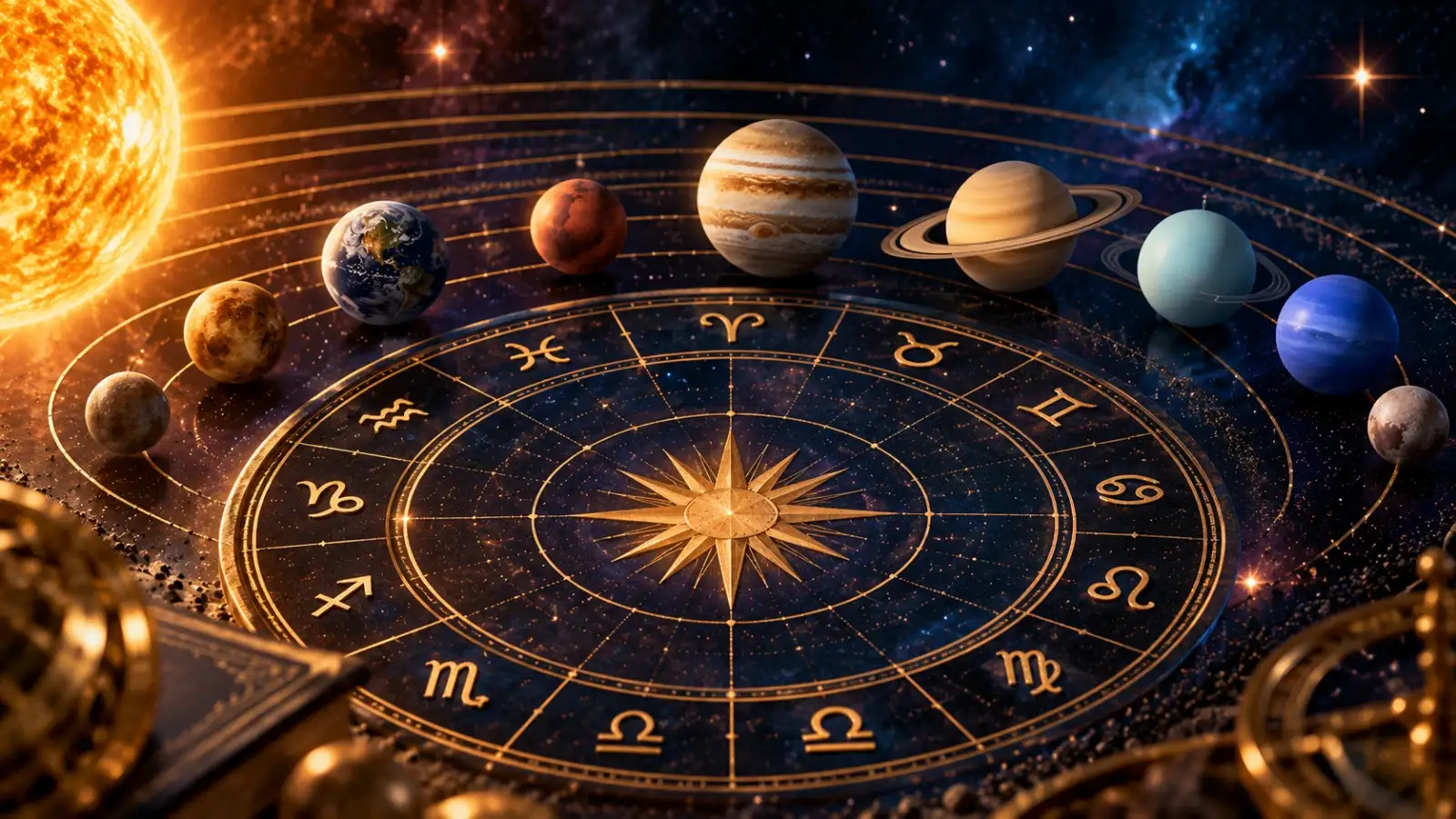 Zodiac Wheel and Planets