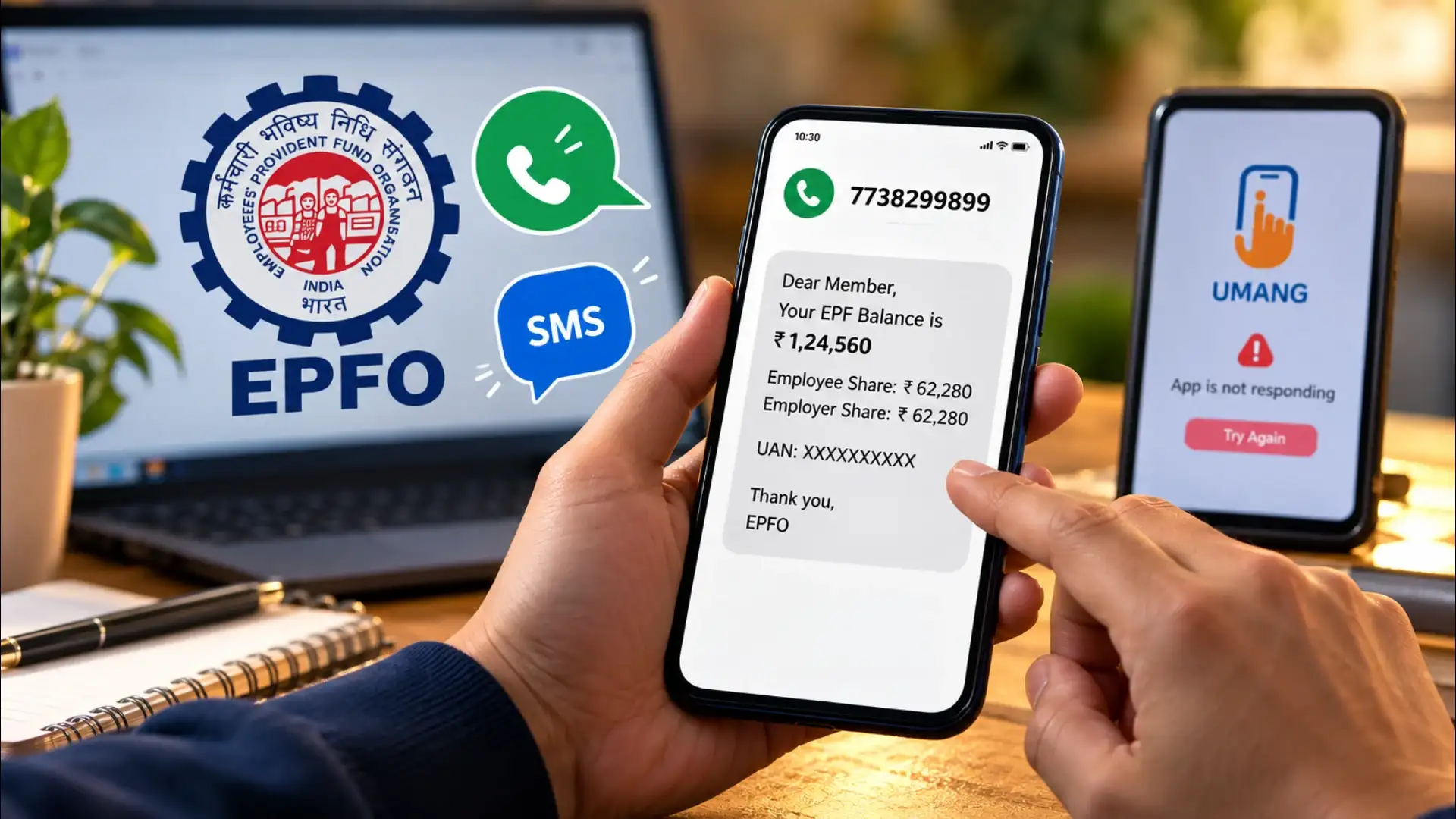EPFO Balance Check via SMS