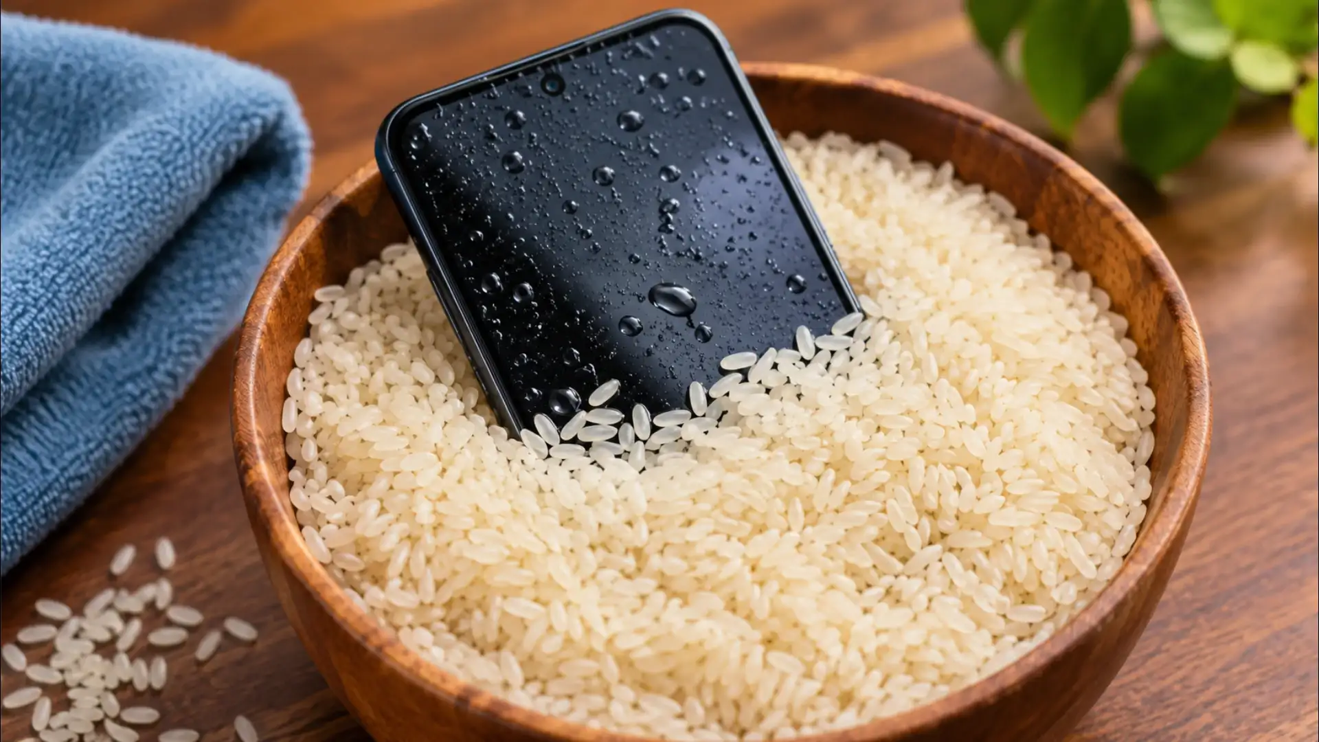 Water-Dropped Phone in Rice Bowl