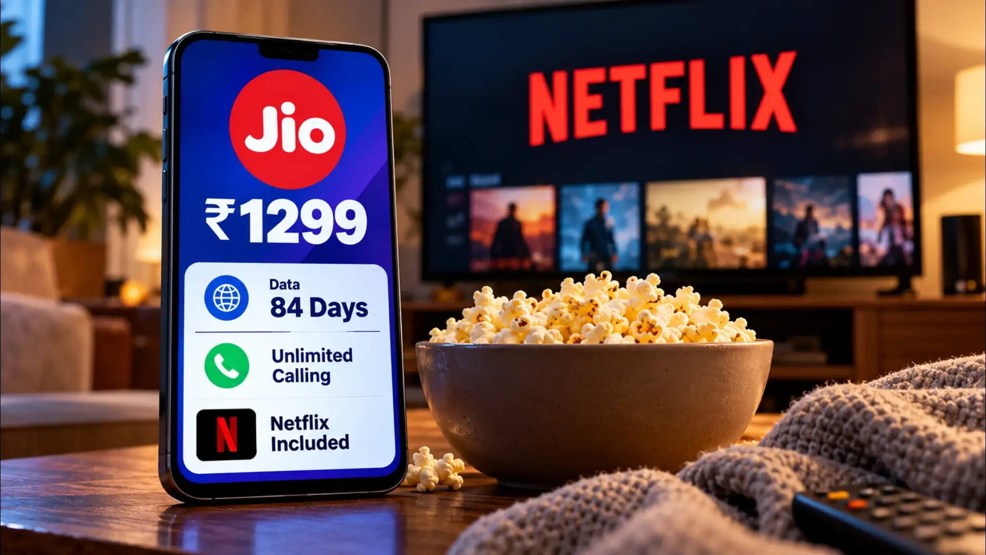Cozy Jio Netflix Movie Night
