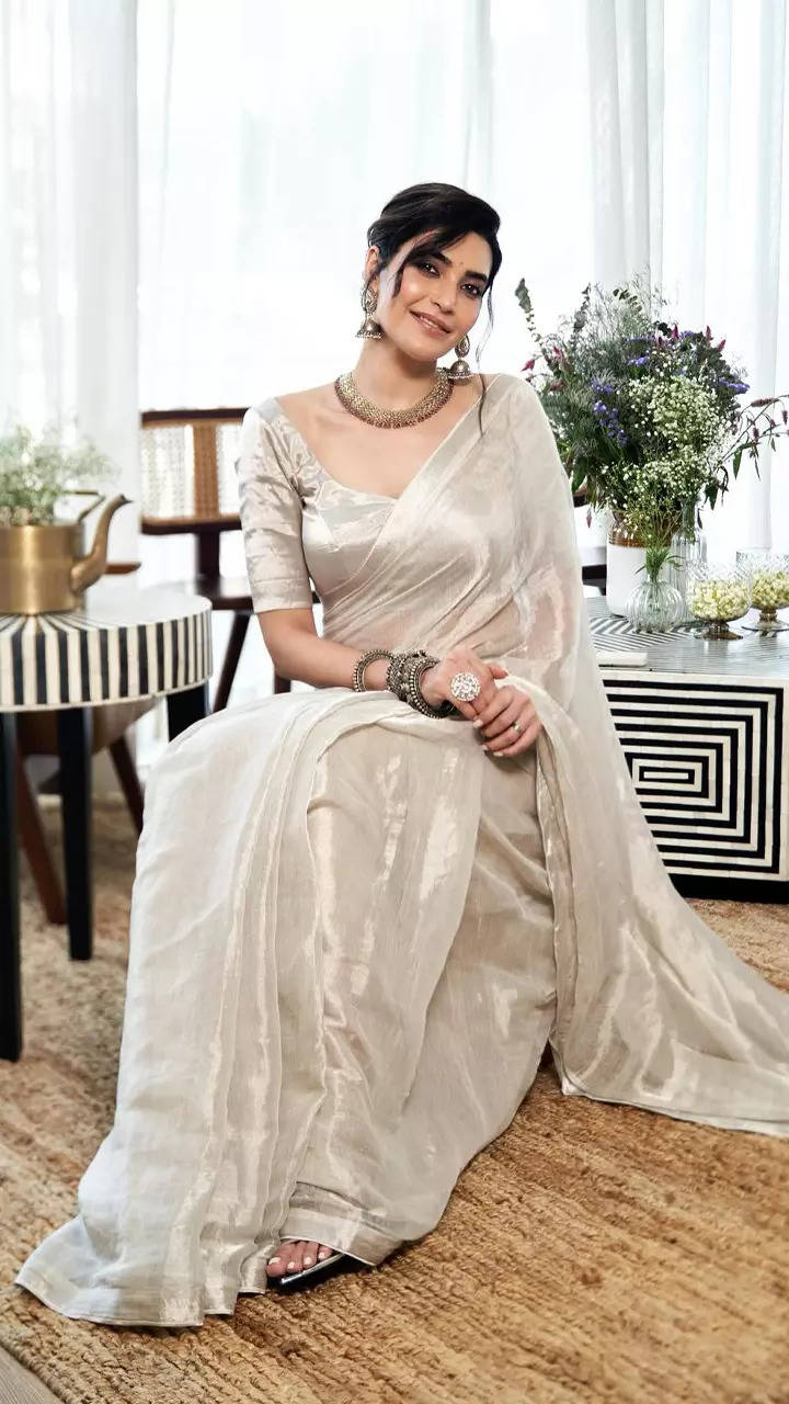 White Georgette Embroidered Contemporary Sari | Indian Cloth Store -