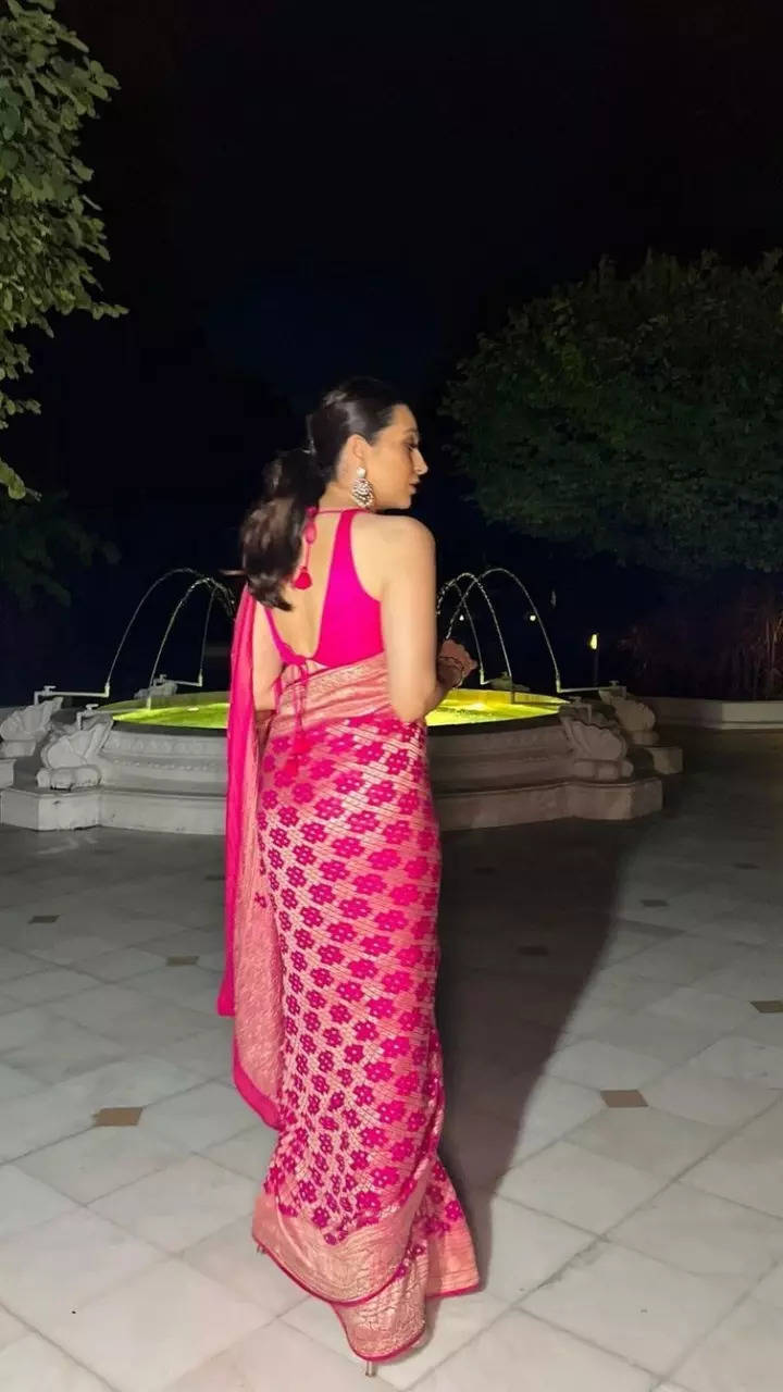 Karisma Kapoor elevates ethnic charm in pink benarasi saree