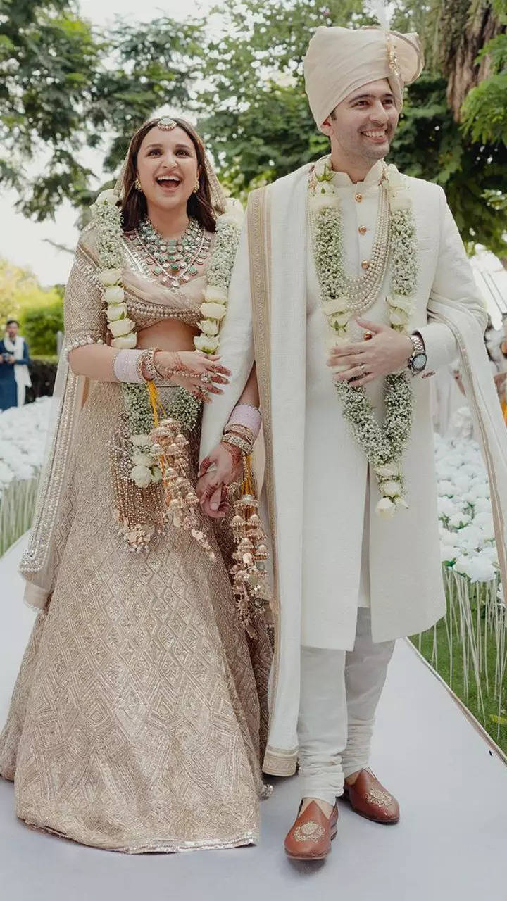 New Bride Parineeti Chopra's Handcrafted Golden Wedding Lehenga