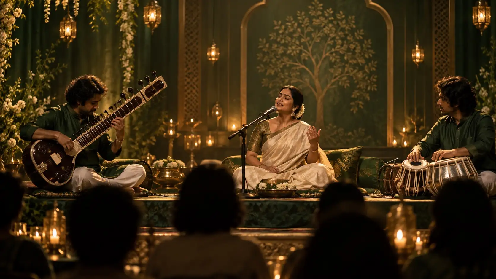 Musical performance at an evening gathering