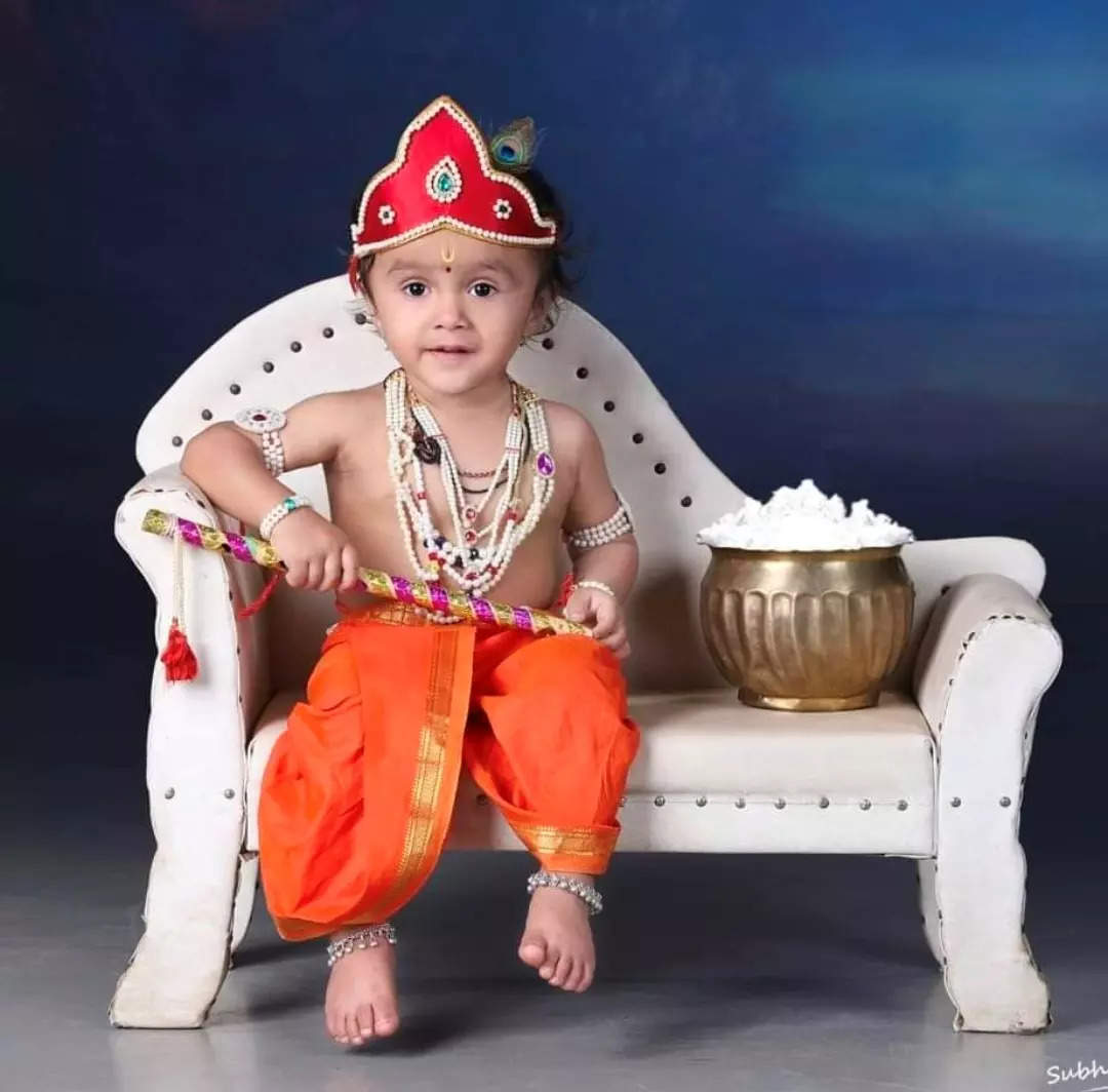 Ideas for Sri Krishna Dress up | Newborn photography poses, Dress up,  Mehendi designs