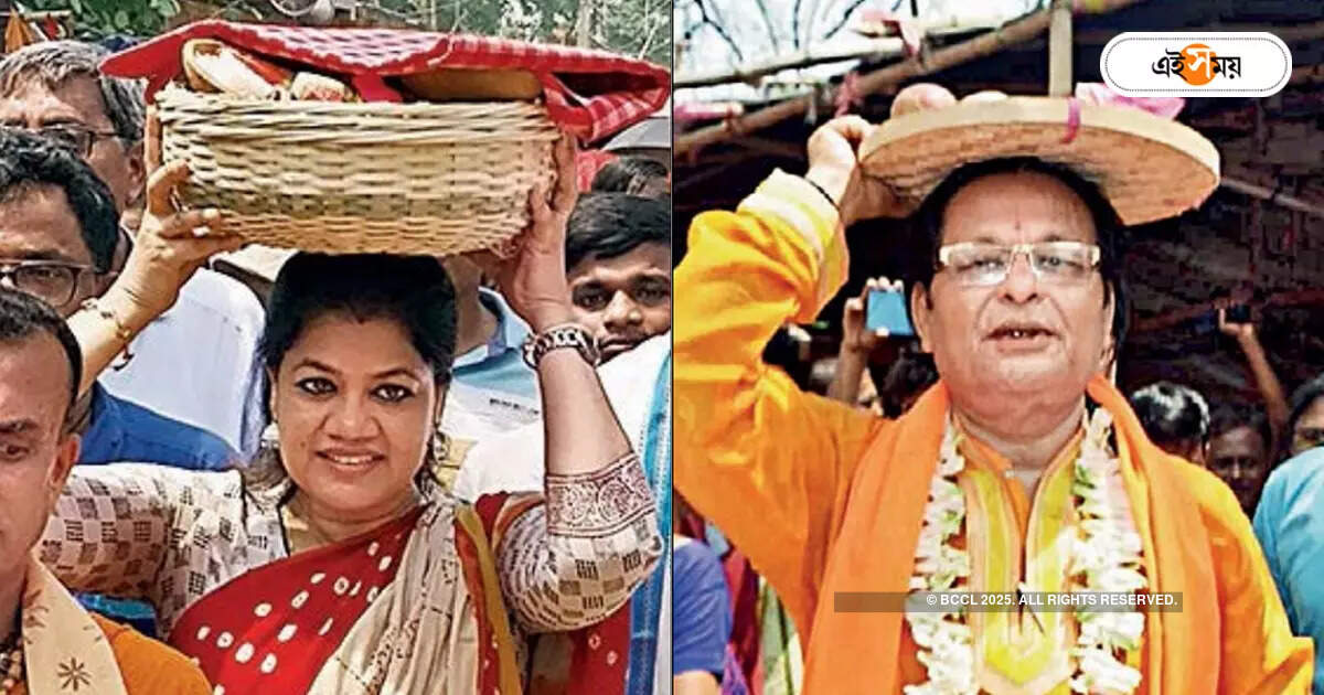 Gopinath Mela 2024 : ঠা-ঠা রোদ উপেক্ষা করে অগ্রদ্বীপের মেলায় প্রার্থীরা – trinamool candidate sharmila sarkar and bjp candidate asim sarkar in agradwip gopinath mela
