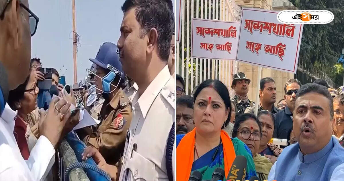 Sandeshkhali News Today : সন্দেশখালিতে ঢুকতে বাধা, বিজেপির রাজভবন অভিযান! অবিলম্বে রাজ্যপালের হস্তক্ষেপের দাবি – bjp mla delegation team appealed to governor of west bengal to interfere in sandeshkhali violence incident