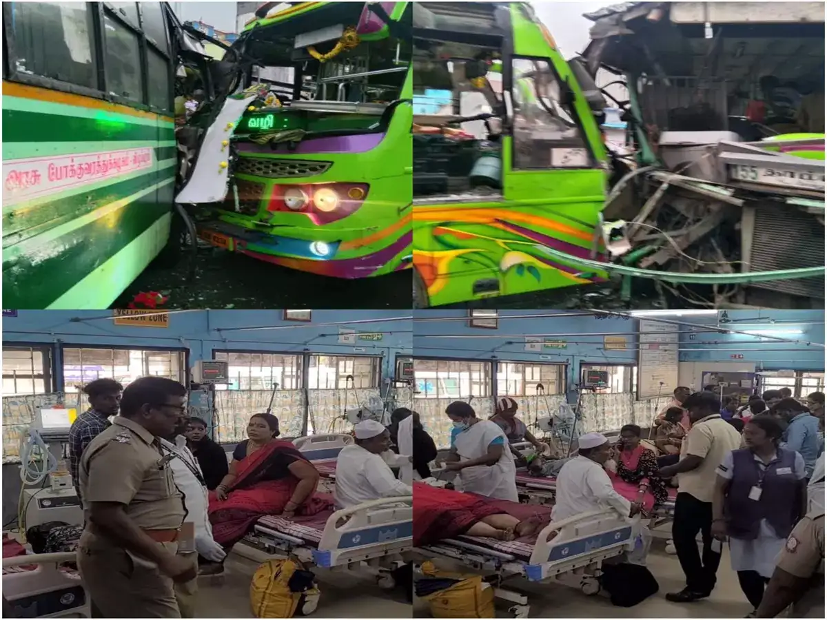 காஞ்சிபுரத்தில் கோர விபத்து! நேருக்கு நேர் மோதிக்கொண்ட பேருந்துகள்! 30க்கும் மேற்பட்டோர் படுகாயம்! 