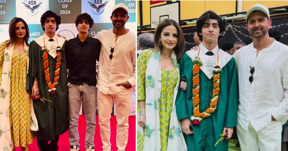 Hrithik reached his son's school with ex-wife Suzanne, wore a garland of marigold flowers at the graduation ceremony