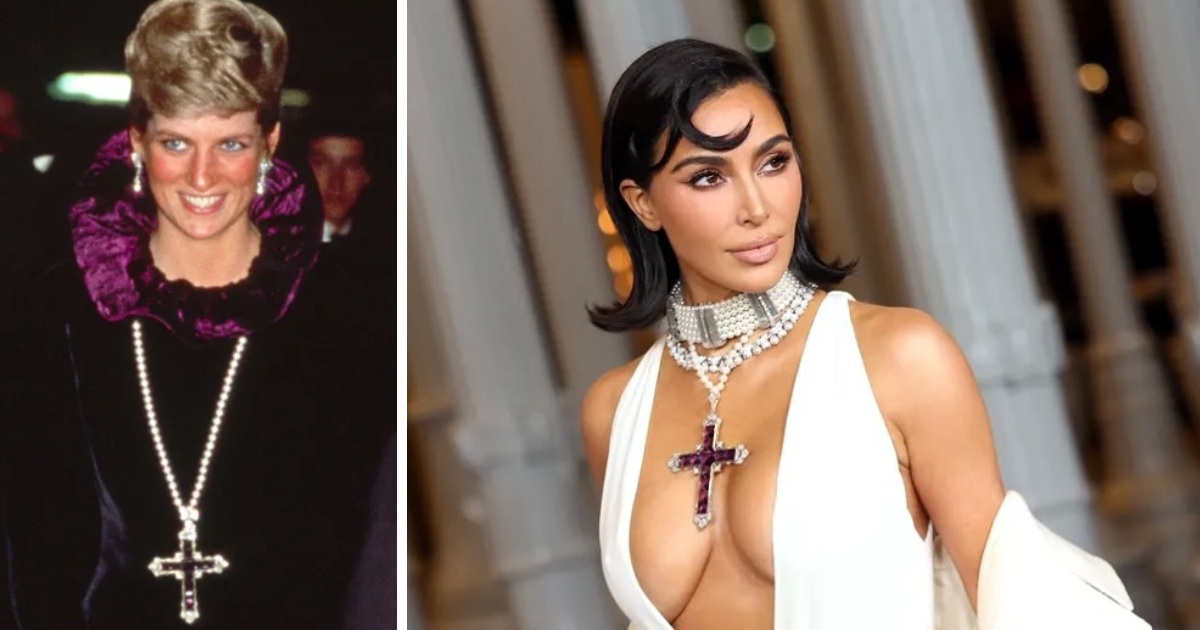 Kim Kardashian Revives Princess Diana’s Iconic Amethyst Cross Necklace at LACMA Gala