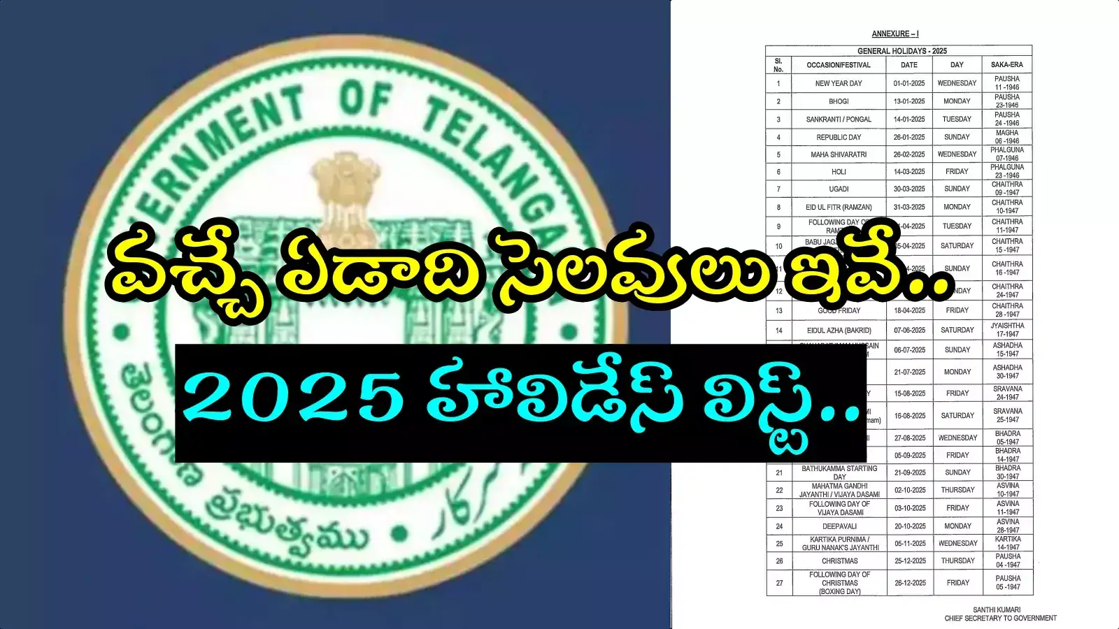 2025 హాలిడేస్ లిస్ట్ వచ్చేసింది.. 4 పండుగలకు లాంగ్ వీకెండ్..!