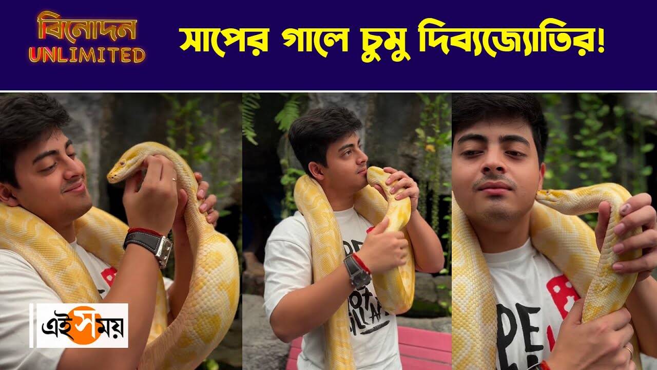 Dibyojyoti Dutta Viral Video : সাপের গালে চুমু দিব্যজ্যোতির! দেখুন ভাইরাল ভিডিয়ো – bengali serial actor dibyojyoti dutta kisses snake during thailand tour video goes viral on social media