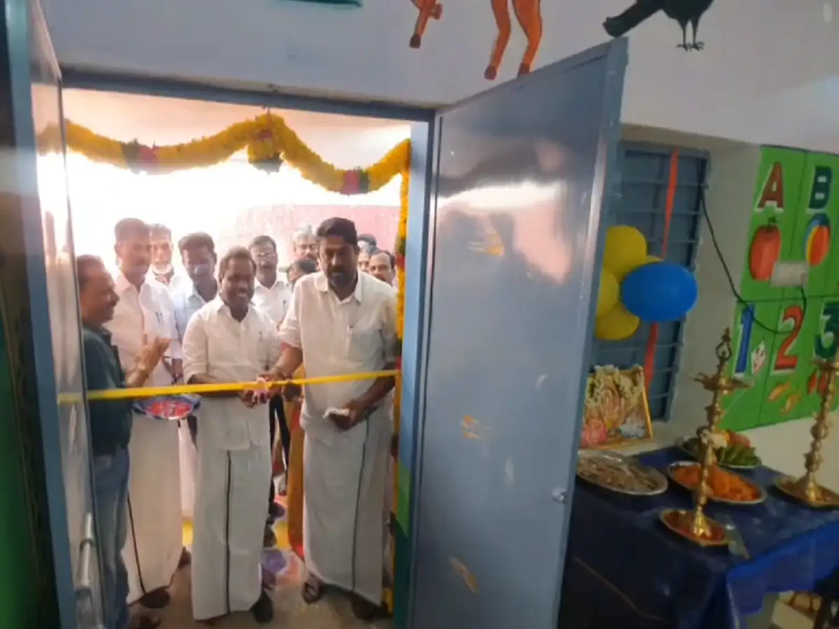 திருவாரூர்; சோமங்கலம் ஊராட்சி ஒன்றிய நடுநிலைப் பள்ளியில் அங்கன்வாடி திறப்பு விழா! 