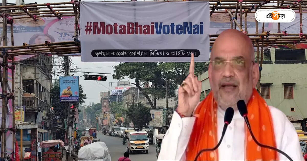 ‘মোটা ভাই ভোট নাই’, শাহের সভার আগে পোস্টারে ছয়লাপ শহর