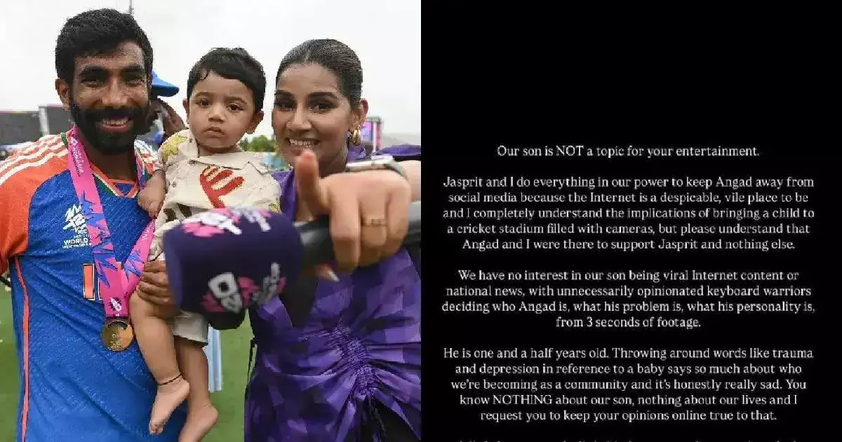 മകന്‍ അംഗദ് ബുംറയെ പരിഹസിക്കുന്ന ഓണ്‍ലൈന്‍ ട്രോളുകള്‍ക്കെതിരെ സഞ്ജന ഗണേശന്‍; വൈറലായി ഇന്‍സ്റ്റാഗ്രാം പോസ്റ്റ്