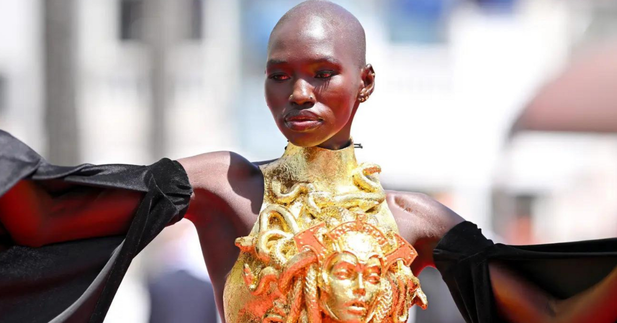 The model arrived at Cannes wearing this top which had snakes wrapped around her face instead of hair and it has a connection to Greek mythology.