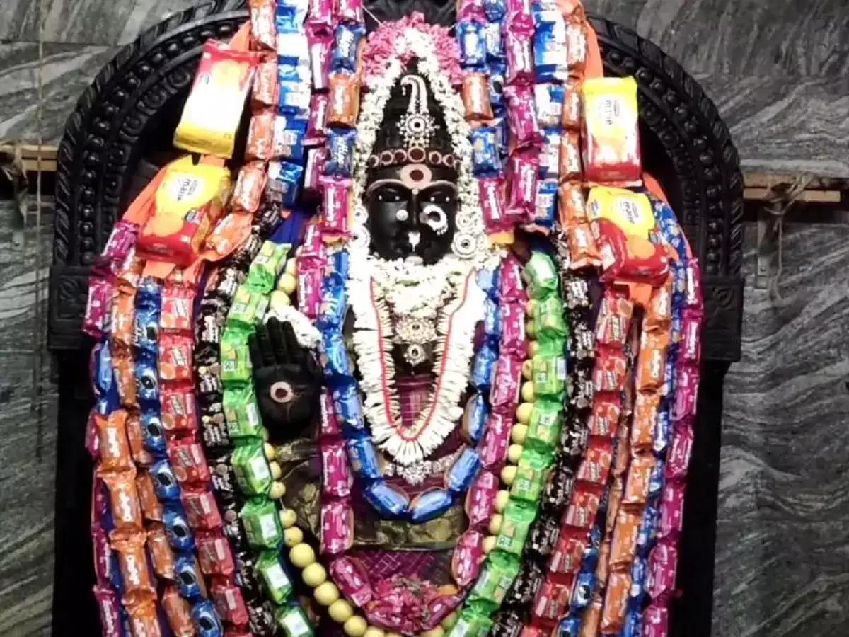 மயிலாடுதுறை அருகே காளிக்கு பிஸ்கட் பாக்கெட்டுகளால் அலங்காரம்... பக்தர்கள் ஆச்சரியம்...! 