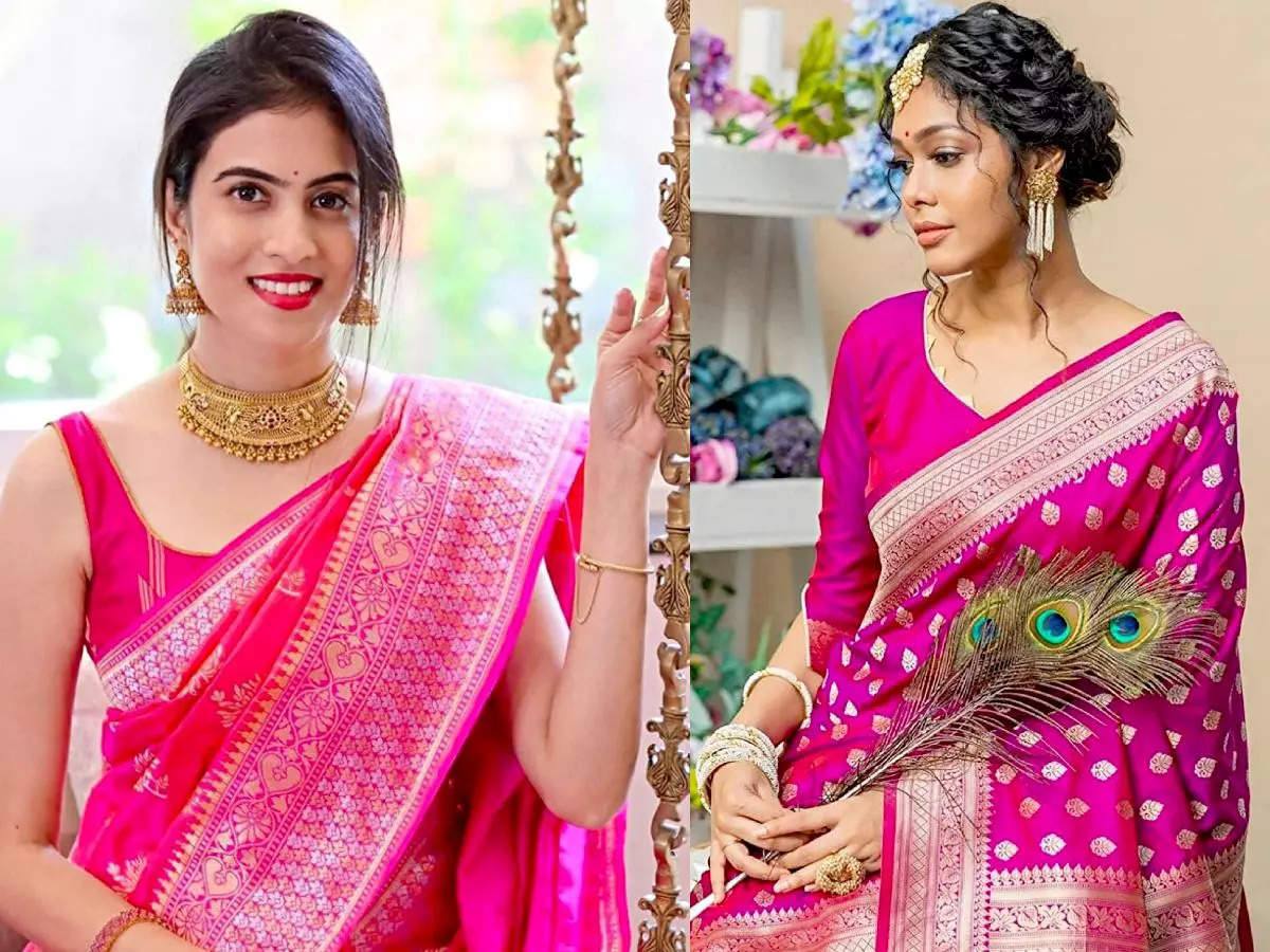 2021 Pink Saree Designs|Pink Saree Collection|Beautiful Pink Colour Saree  Designs For Ladies - YouTube