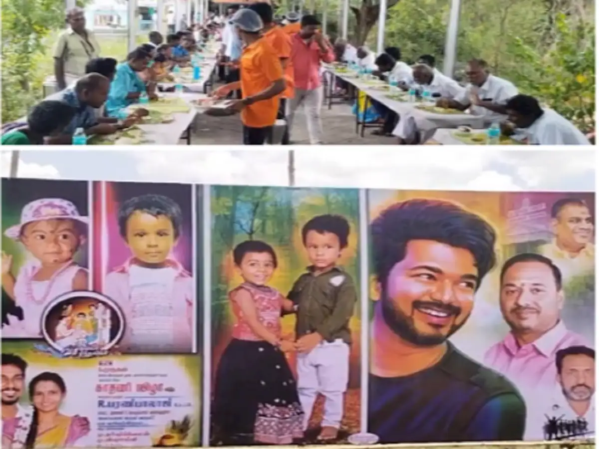 விஜய் மக்கள் இயக்க நிர்வாகியின் தடபுடலான கறிசோறு விருந்து; கள்ளக்குறிச்சியை அசர வைத்த பேனர்கள்! 