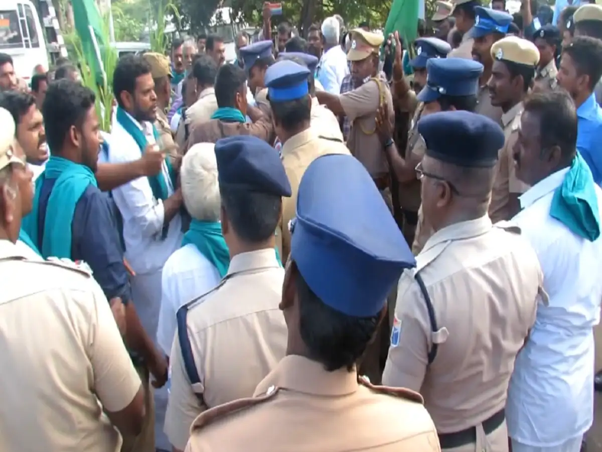 நாகையில் ரயிலை மறிக்க முயற்சித்த விவசாயிகள்; போலீசாருடன் தள்ளுமுள்ளு! 