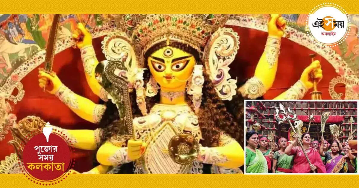 Durga Puja: মণ্ডপে অপরাজিতা মহিলা বাহিনী ত্রিশূল-ঢাল-তরবারিতে পাড়ায় মিছিল – north calcutta pathuriaghata 5 women patrol in area against rg kar incident