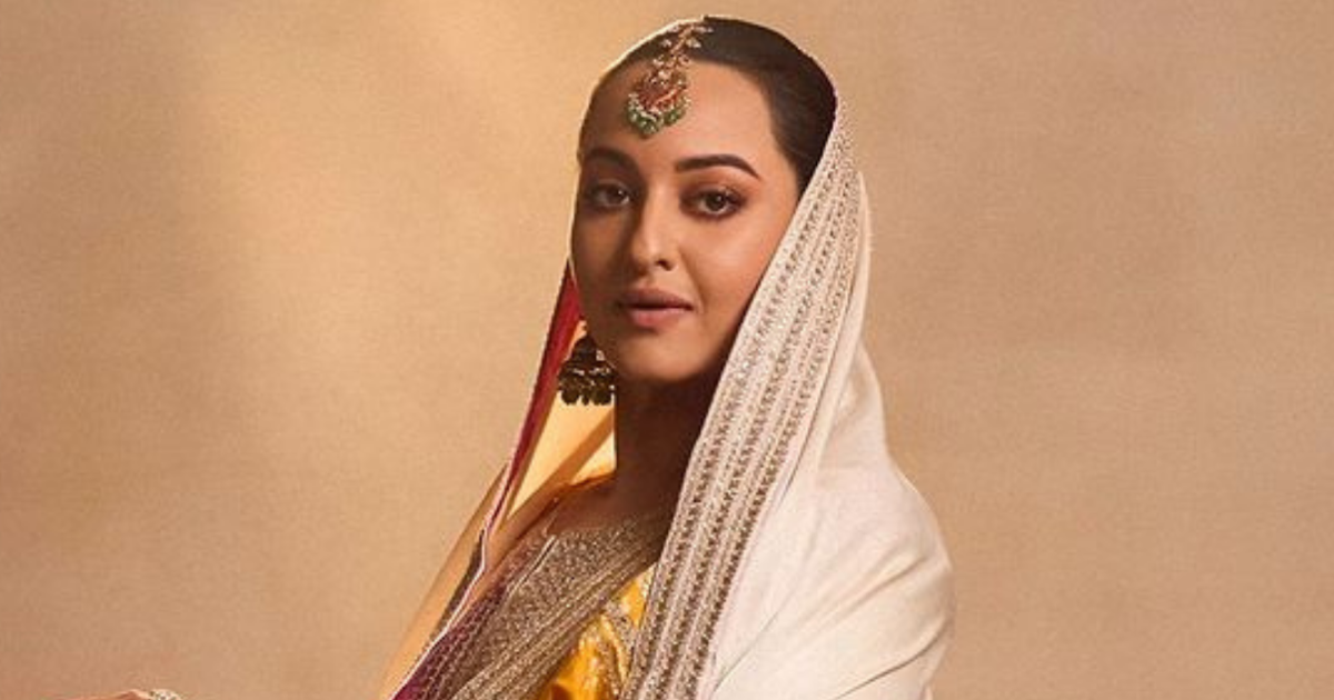 Sonakshi started a new bachelorette fashion trend by wearing a pallu on her head and a tika in her maang, everyone is surprised to see this