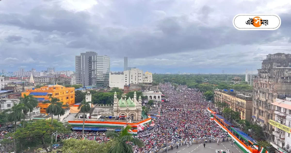 21 July TMC Shahid Diwas 2023 : তৃণমূলের শহিদ সভায় বৃষ্টি, নেত্রীর বার্তা শুনতে অপেক্ষায় কর্মীরা – tmc 21 july shahid diwas live rain has been started in tmc shahid diwas 2023 rally