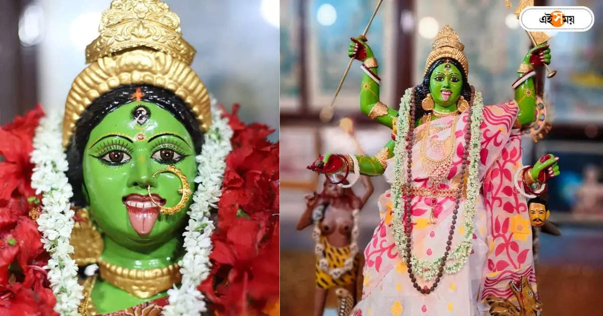 Kali Puja 2023 : বাঁশির সুরে আরাধনা, বাঙালির প্রিয় মাছ দিয়ে দেবীকে ভোগ! ‘সবুজকালী’-র পিছনে কোন গল্প? – hooghly haripal kali puja idol has similarity with lord sree krishna face