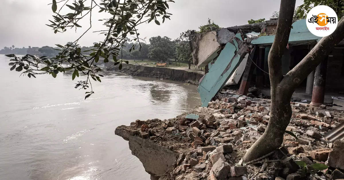 Samserganj Ganga Erosion,ফের ভাঙন, পুজোর আনন্দ উধাও সামশেরগঞ্জের গ্রামে – ganga erosion started again samserganj north chachanda area